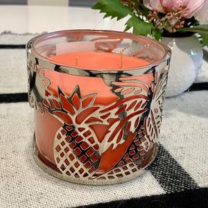🏝 NWT Bath & Body Works Silver Tropical Palm Trees Candle Holder